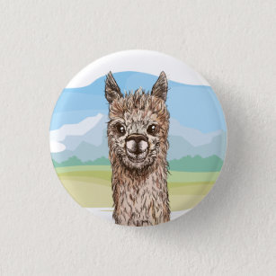 Alpaca   1 inch round button