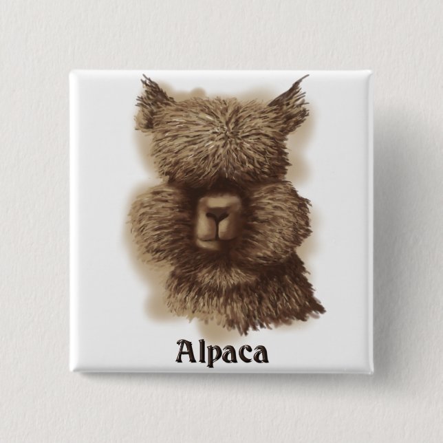 Alpaca 2 Inch Square Button (Front)