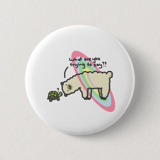 Alpaca and Tortoise 2 Inch Round Button (Front)