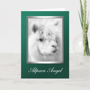 Alpaca Angel Green Noël Carte de voeux