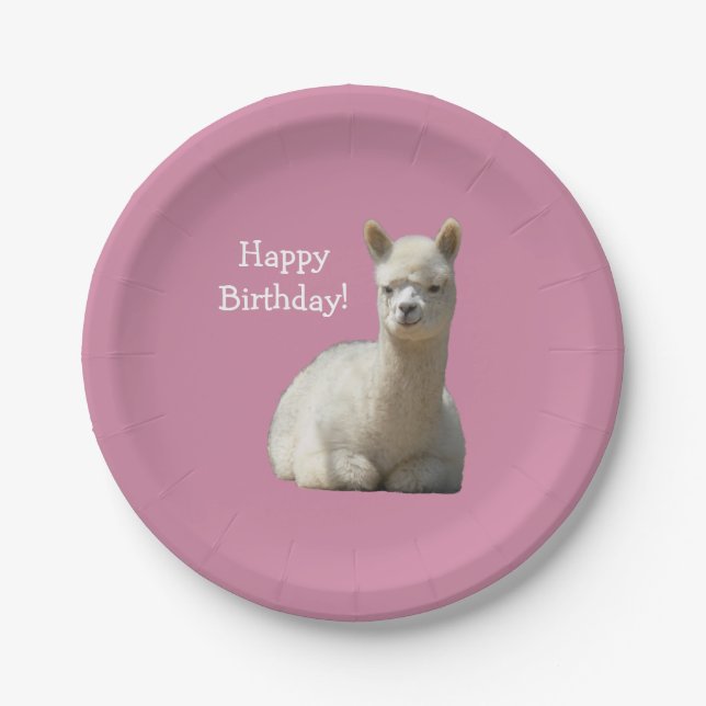 Alpaca Birthday 7 Inch Paper Plate (Front)