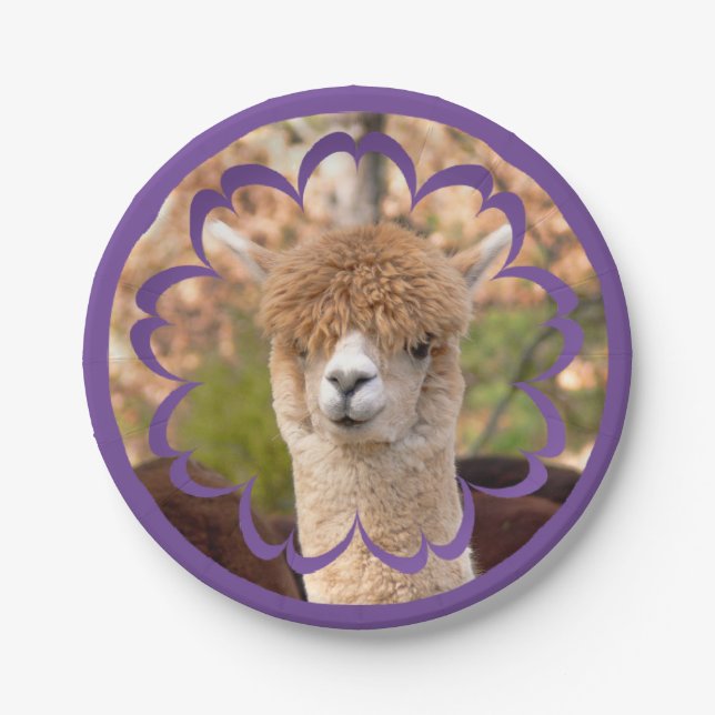 Alpaca Birthday 7 Inch Paper Plate (Front)