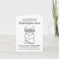 Alpaca Birthday Card Self Isolation Corvid Humour