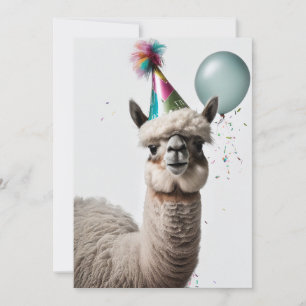 Alpaca Birthday Party Flat Greeting Card