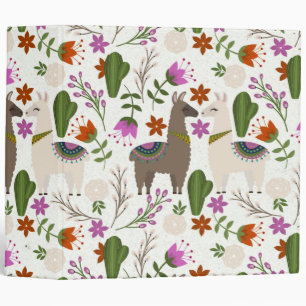 Alpaca Cactus Floral Pattern Animal Lover Binder