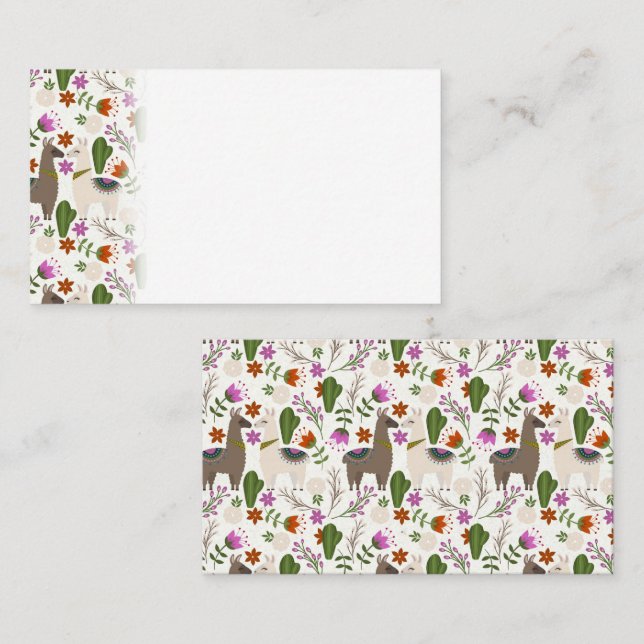Alpaca Cactus Floral Pattern Animal Lover Place Card (Front/Back)