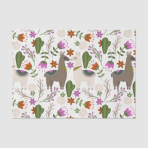 Alpaca Cactus Floral Pattern Animal Lover Tissue Paper