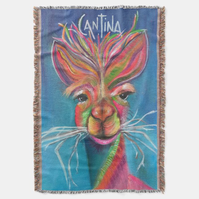 alpaca Cantina cotton throw blanket (Front Vertical)