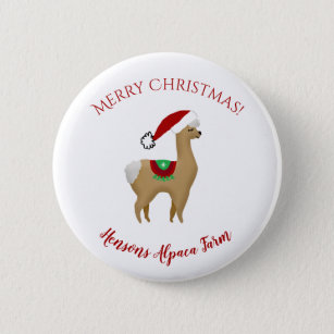 Alpaca Christmas Holiday Button