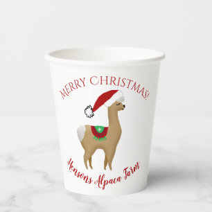 Alpaca Christmas Holiday Paper Cups