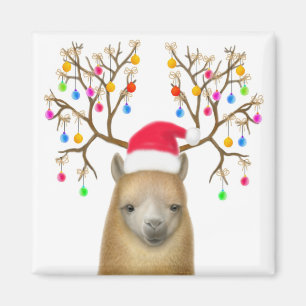 Alpaca Christmas Magnet