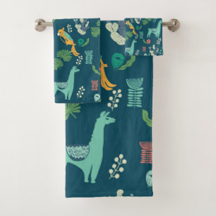 Alpaca design pattern   bath towel set