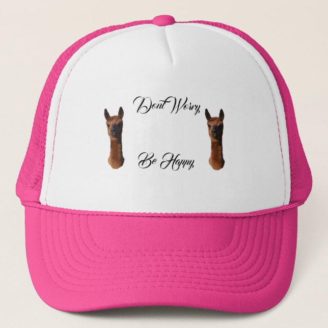 Alpaca Dont Worry Ba Happy, Trucker Hat (Front)