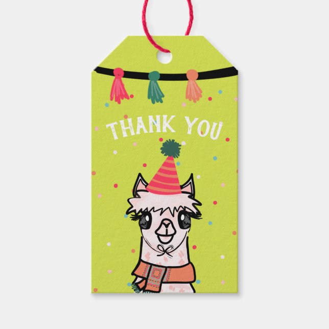 Alpaca Fiesta Winter Birthday Gift Tags (Front)