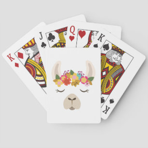 Alpaca & Flowers Pattern Playing Cards
