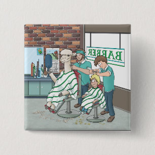 Alpaca haircut  2 inch square button