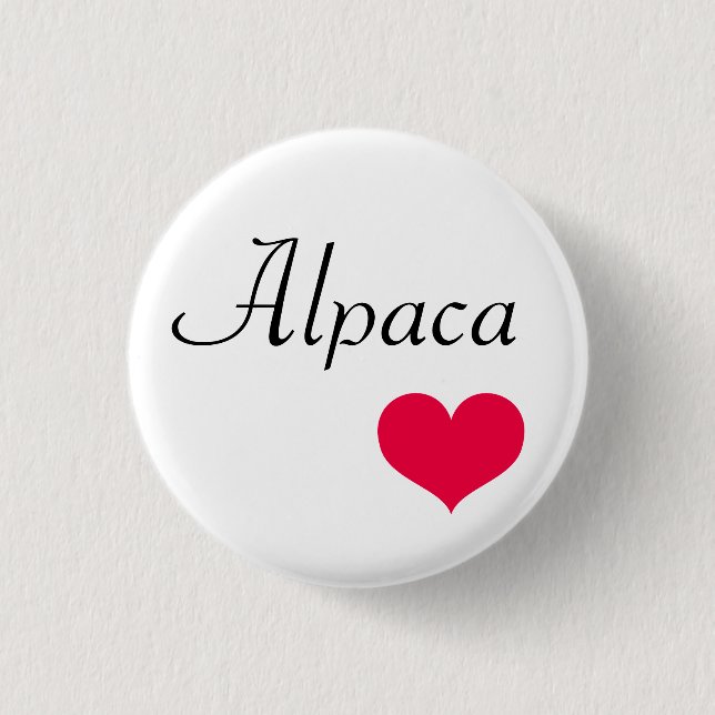 Alpaca heart 1 inch round button (Front)