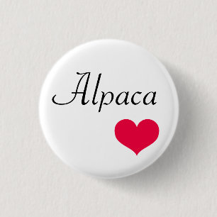 Alpaca heart 1 inch round button