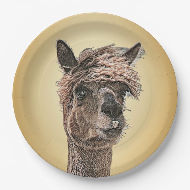 Alpaca Hello - Paper Plate (Front)