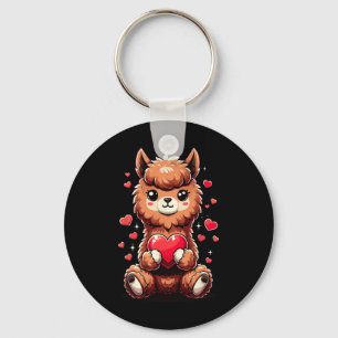 Alpaca Holding Heart Valentine's Day Cute Llama Va Keychain