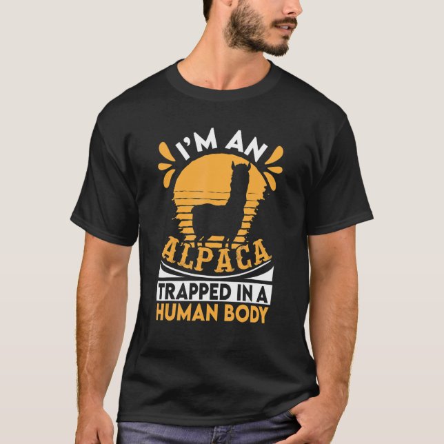 Alpaca Human Body South America Wild Animal Llama T-Shirt (Front)