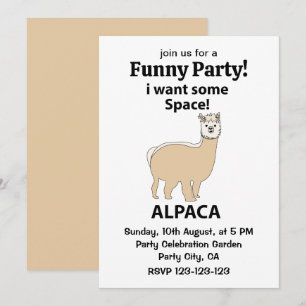 Alpaca I Want Some Space Funny Alpaca Invitation