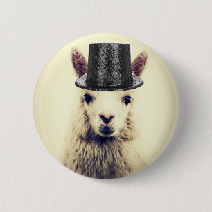 Alpaca in a Tophat 2 Inch Round Button