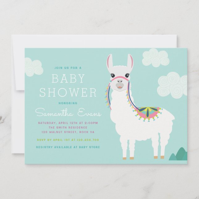 Alpaca Llama Baby shower d'anniversaire Invitation (Devant)