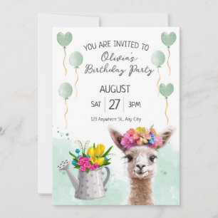 Alpaca llama Enfant Anniversaire   Invitation baby