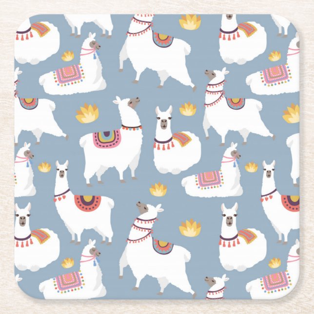 Alpaca/Llama Event Square Paper Coaster (Front)