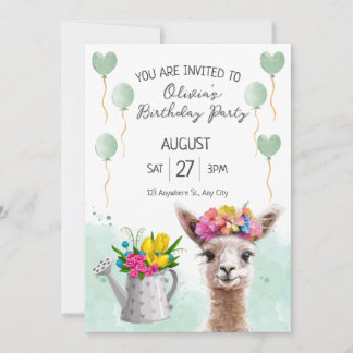 Alpaca llama Kid Birthday | Baby Shower Invitation