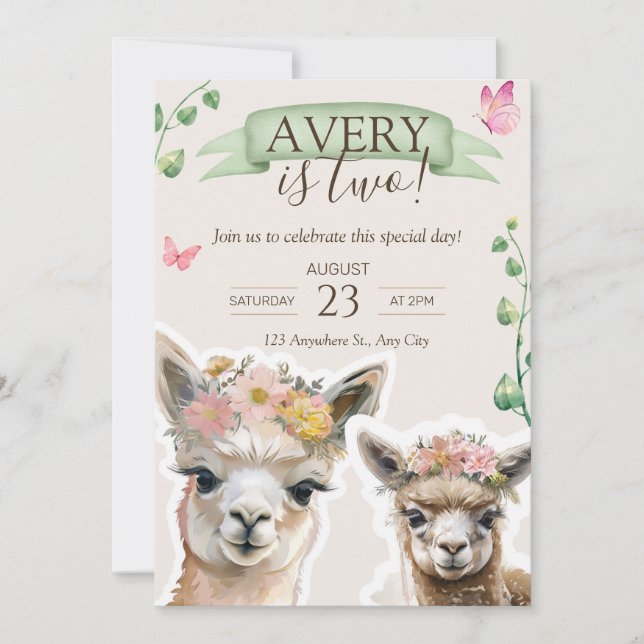 Alpaca llama Kid Birthday | Baby Shower Invitation (Front)