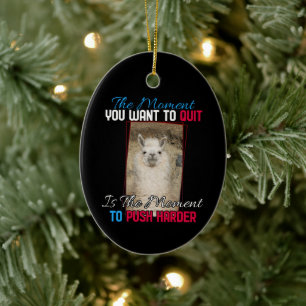 Alpaca Llama -  Push Harder Encouragement  Ceramic Ornament