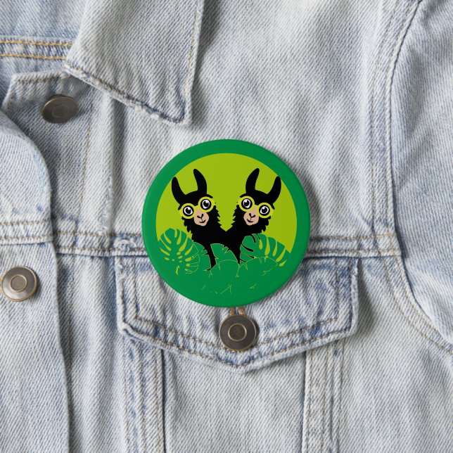 Alpaca llama Twins 3 Inch Round Button (In Situ)