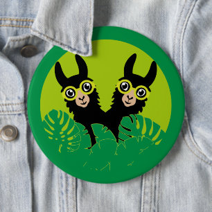 Alpaca llama Twins 6 Inch Round Button