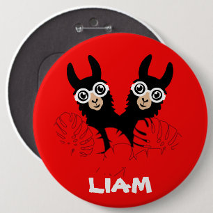 Alpaca llama Twins Birthday 6 Inch Round Button