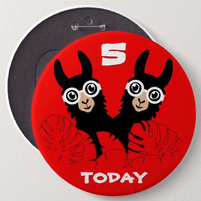 Alpaca llama Twins Birthday 6 Inch Round Button (Front & Back)