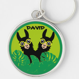 Alpaca llama Twins Birthday Keychain