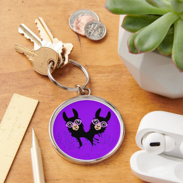Alpaca llama Twins Birthday Keychain (Desk)