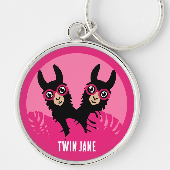 Alpaca llama Twins Keychain (Front)