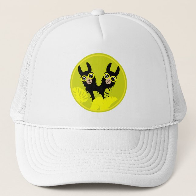 Alpaca llama Twins Trucker Hat (Front)