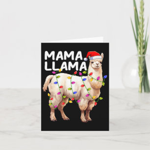 Alpaca Llama Xmas Lighting Santa Hat Mama Llama Ch Card