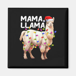 Alpaca Llama Xmas Lighting Santa Hat Mama Llama Ch Magnet