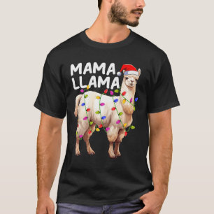 Alpaca Llama Xmas Lighting Santa Hat Mama Llama Ch T-Shirt