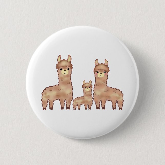 Alpaca love funny animal cartoon art 2 inch round button (Front)