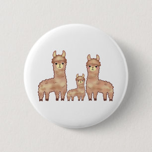 Alpaca love funny animal cartoon art 2 inch round button