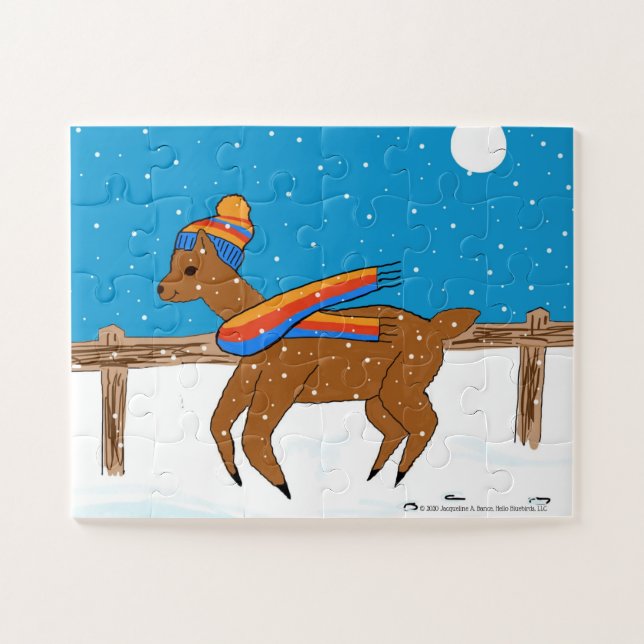 Alpaca Marvin dans le Puzzle de la Lune d'hiver (Horizontal)