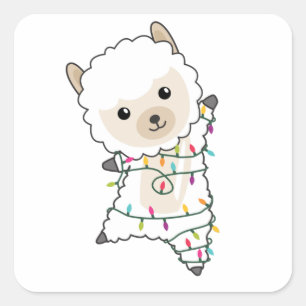 Alpaca Merry Christmas Winter Animals Alpacas Square Sticker