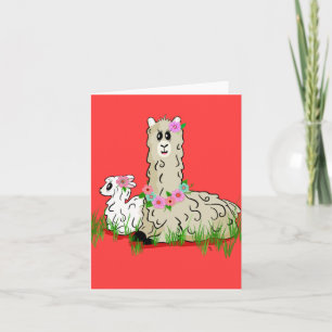 Alpaca Mom and Baby Card