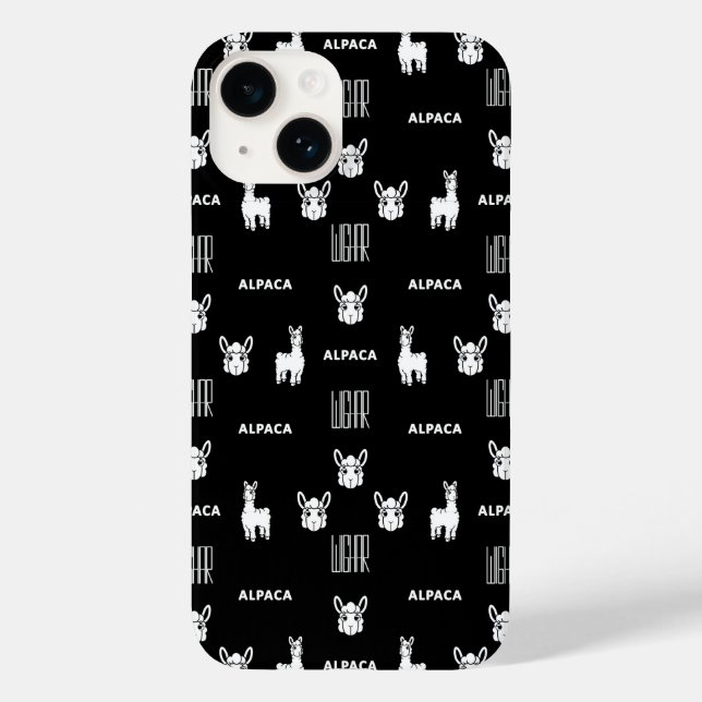 Alpaca noir et blanc iPhone 14 Coques par Wighar (Verso)